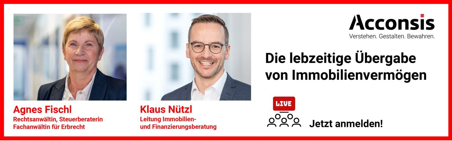 Seminarinformation "Die lebzeitige Übergabe von Immobilienvermögen" am 20.04.2026