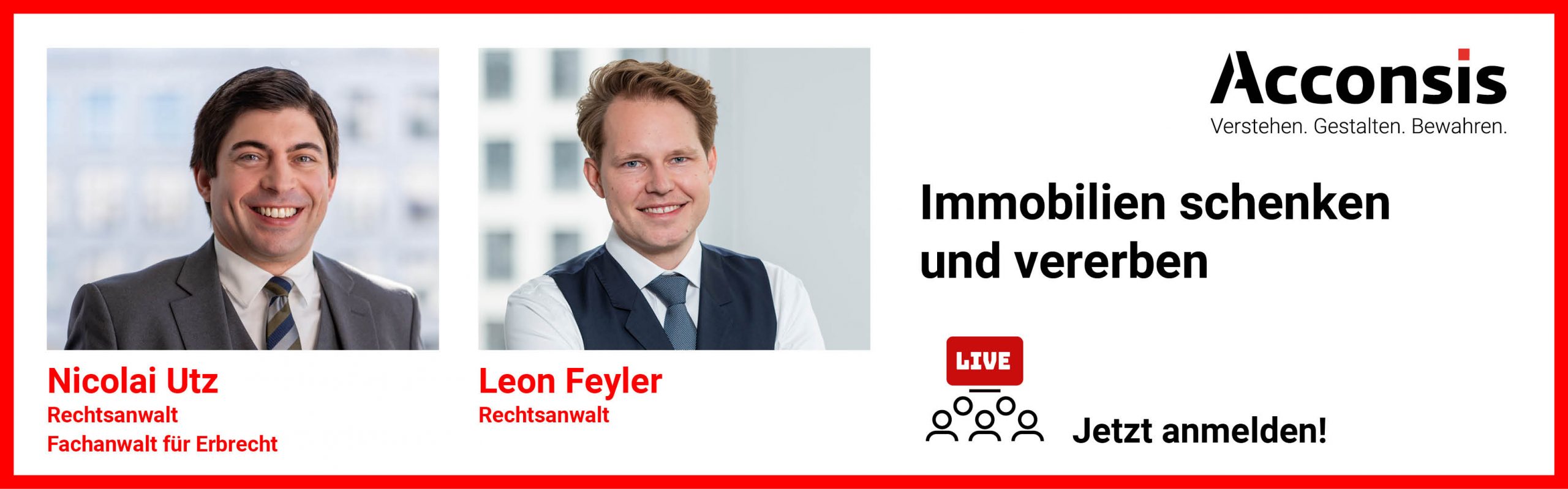 Veranstaltungsinformation 29. September 2025 zu "Immobilien schenken und vererben"