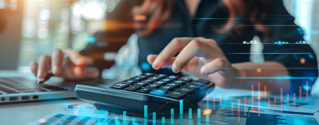 Finanzplanung im Kontext der Erbschaftsteuer Reform mit Taschenrechner und Diagrammen