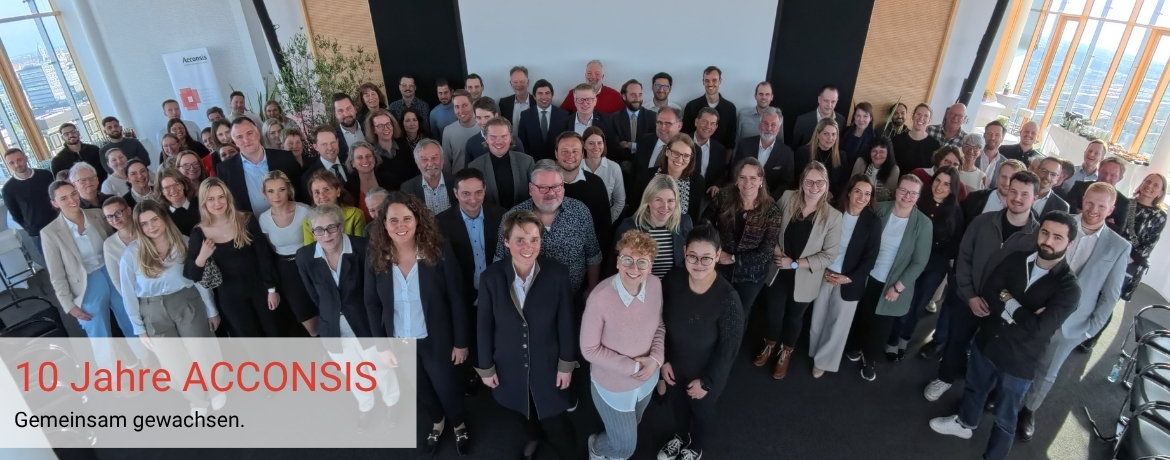 Teambild mit Acconsis Mitarbeitern - 10 Jahre Acconsis