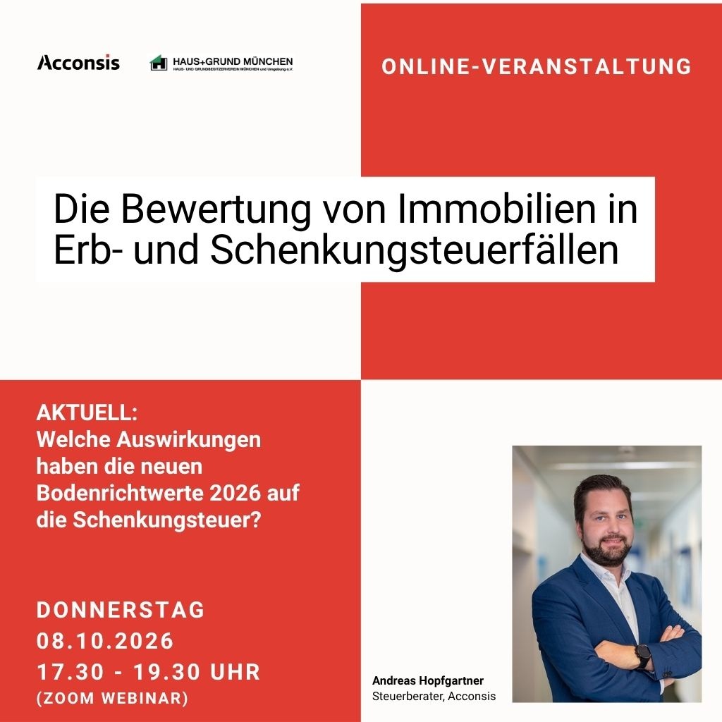 Webinar Die Bewertung vonn Immobilien am 8. Oktober 2026, Acconsis